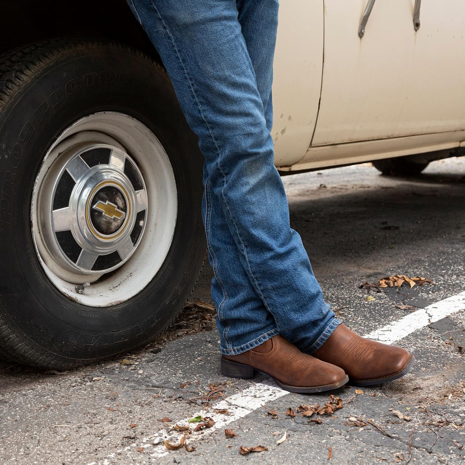 J's.o.l.e Cowboy Boots for Men Western Square Toe Ankle Chelsea Boots - Image 3
