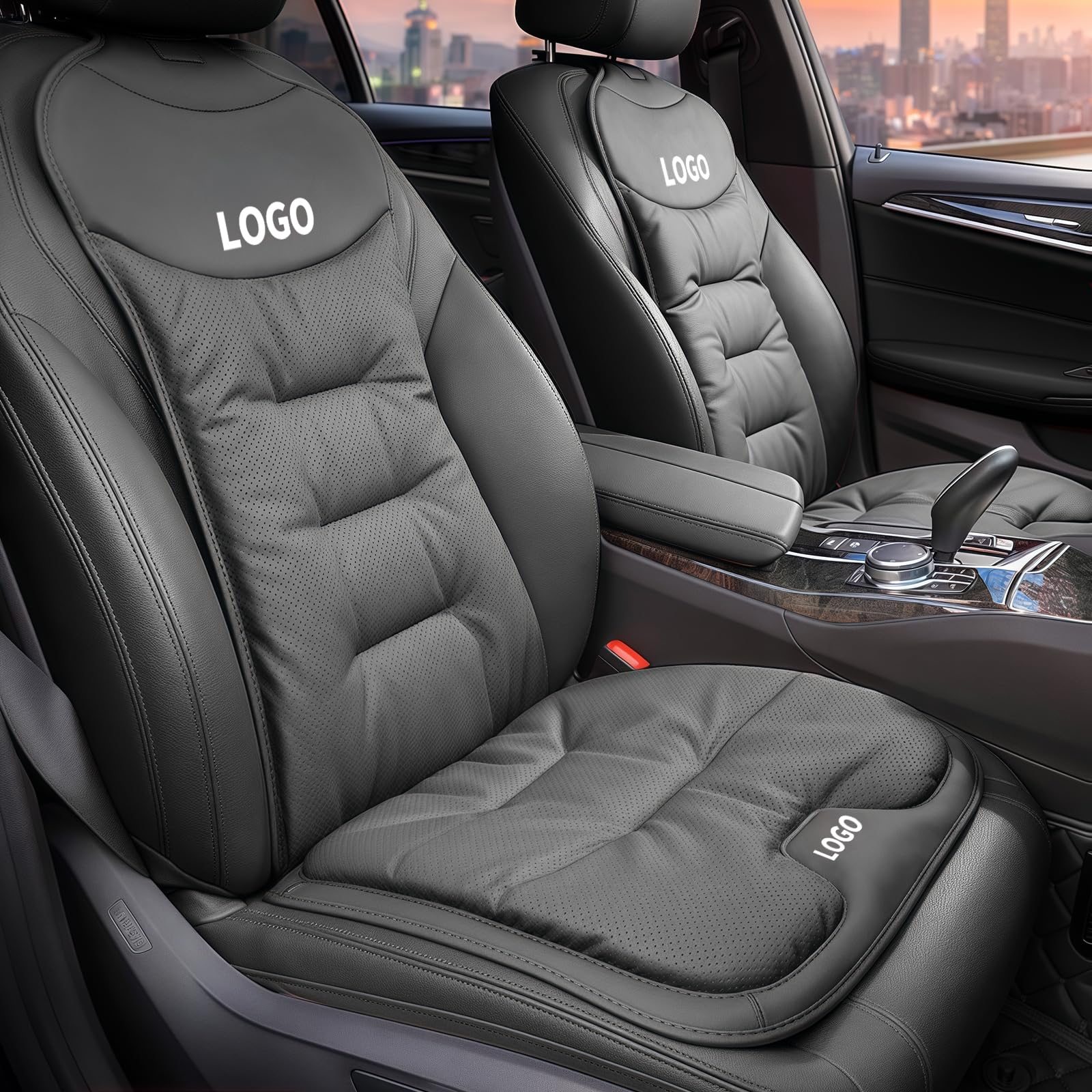 Cuscino Sedile Auto Pelle Nappa Universale con Supporto Lombare Antiscivolo