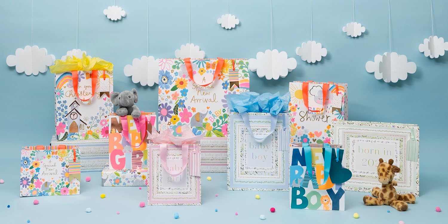 Glick Large Gift Bag - Baby Bloom Boy Design - 260 x 315 x 135mm