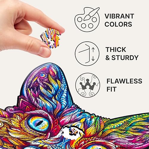 Miniatura 7 de UNIDRAGON Rompecabezas de madera originales, gato impresionante, 100 piezas, pequeño 7.5 x 8.3 pulgadas, hermoso paquete de regalo, forma única, el