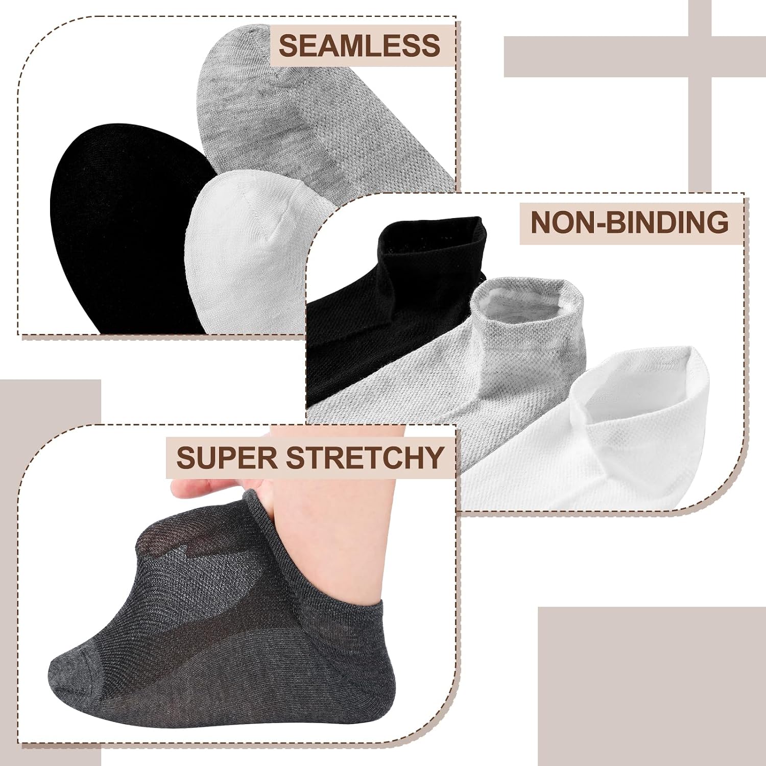 Twistover 4 Pairs Extra Wide Diabetic Socks Low Cut Thin Bariatric Sock Non Binding Plus Size Anklets for Men Swollen Feet
