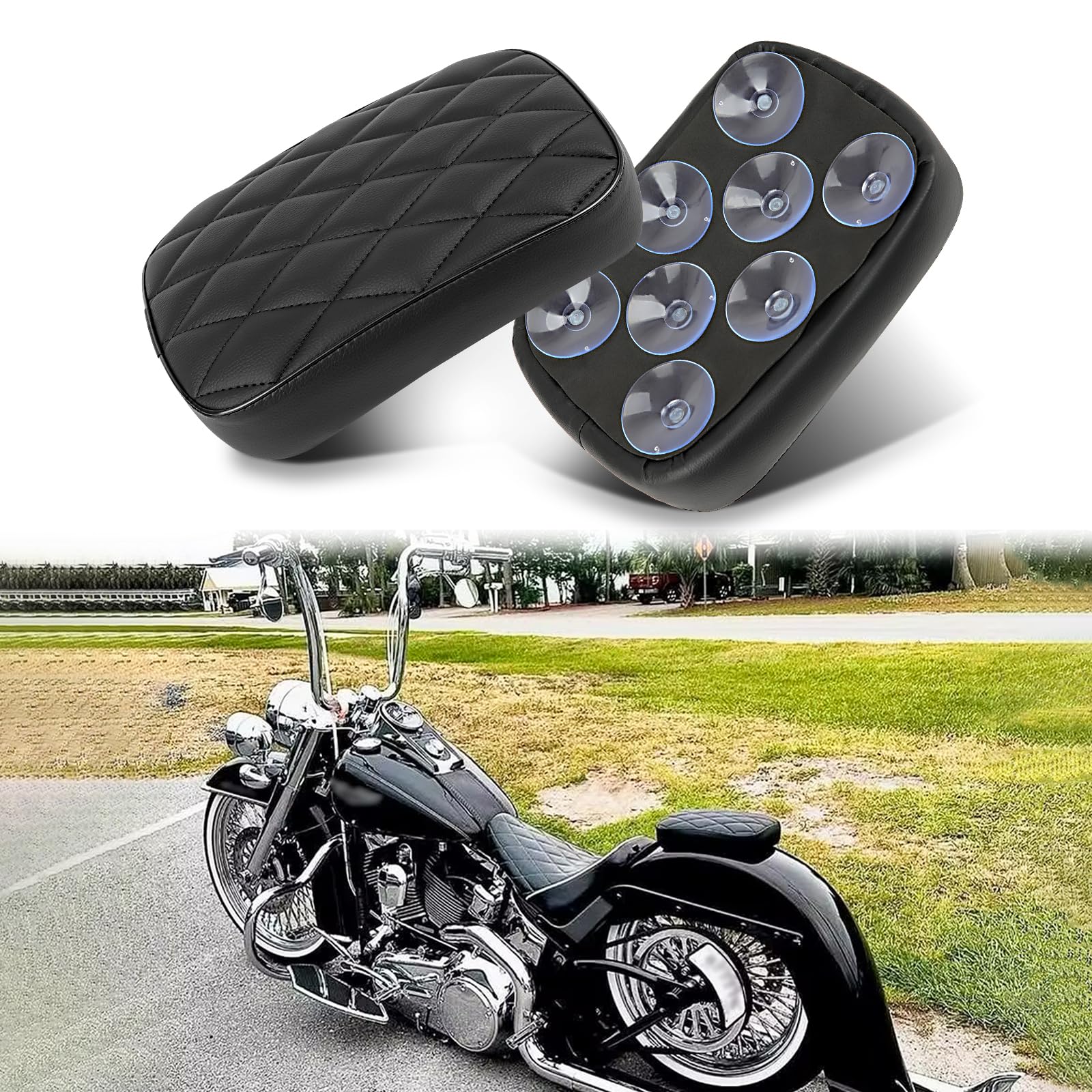 Brown Rear Passenger Pillion Pad Seat 8 Suction Cup For Harley Bobber Brown Rear Passenger Pillion Pad Seat 8 Suction Cup For Harley Bobber