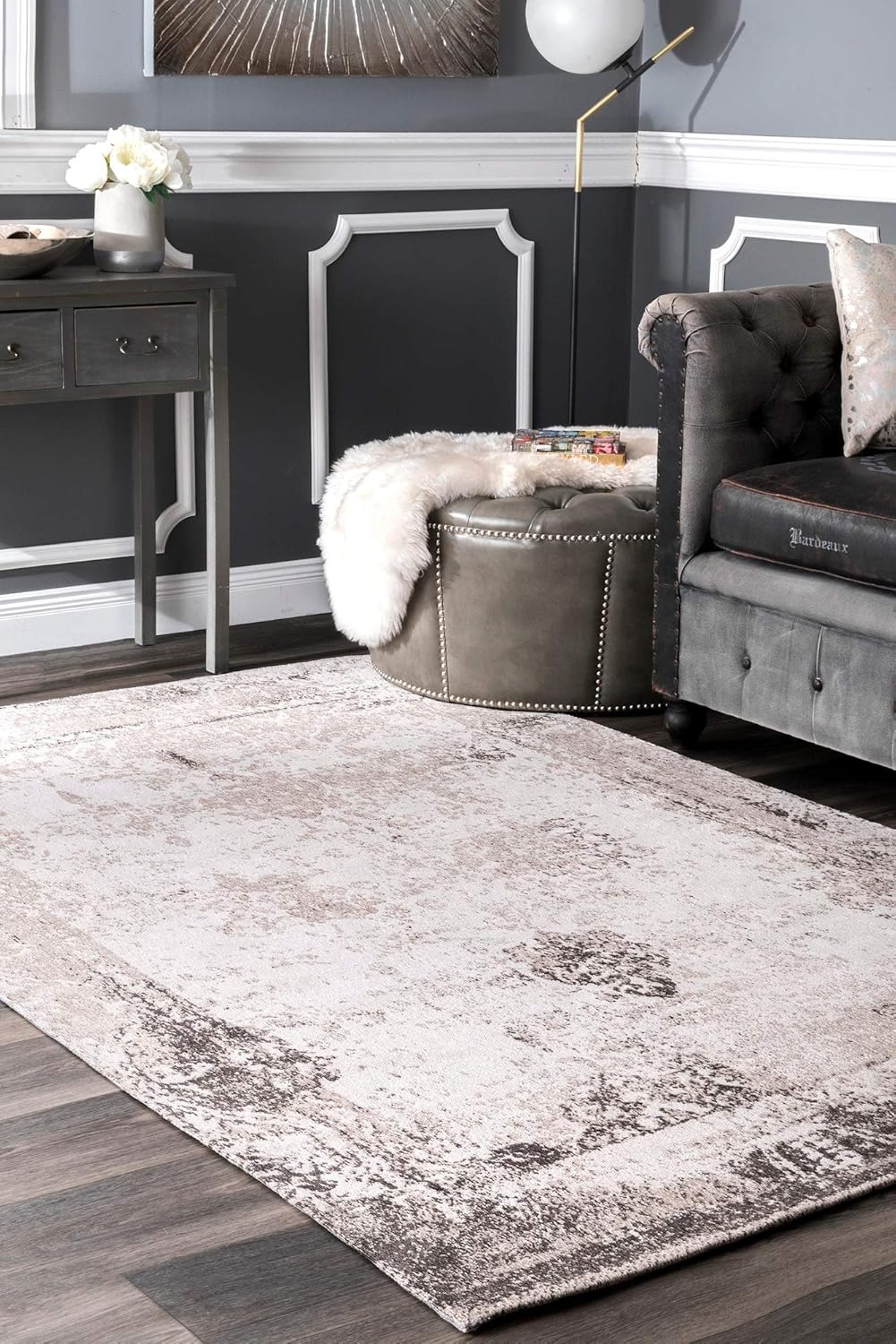 Shawanna Gray Vintage Wool and Synthetic Accent Rug