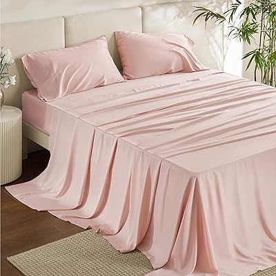 Bedsure King Size Sheets Set, Cooling Sheets for Hot Sleepers, Rayon Derived from Bamboo, Breathable & Soft, Deep Pocket Up to 16 Inches, Hotel Luxury Silky Bedding, Simply Taupe
