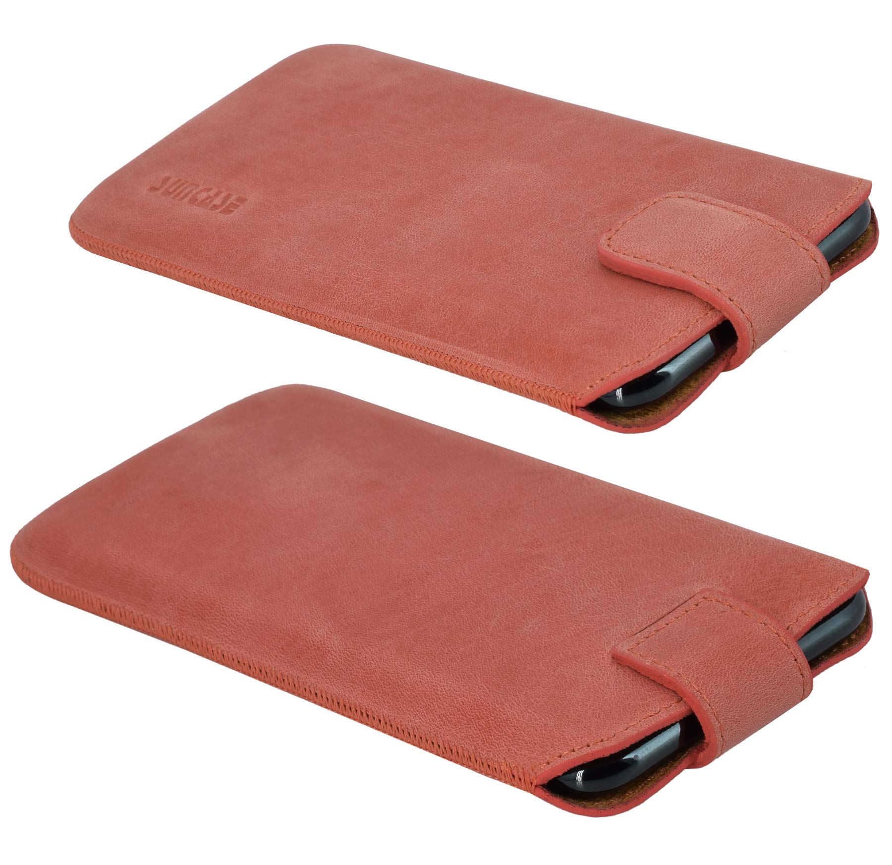 Suncase Custodia In Vera Pelle Per Google Pixel 7 Pro 5G – Slim-Edition Con Chiusura Magnetica E Strap – Colore Cognac