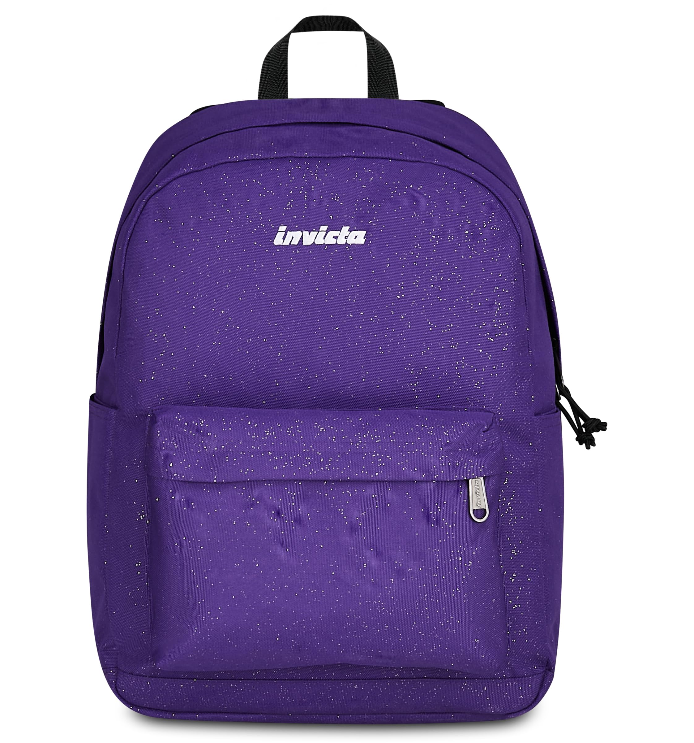 Invicta Zaino Scuola Carlson Shine, Viola, 24 L, Effetto brillantini, Monoscomparto, Tasca interna con zip, Scomparto porta pc ablet, Tasca laterale portaborraccia, Scuola media e superiore, Ragazza