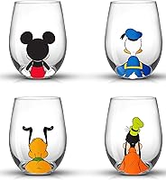 Vista 10 de JoyJolt Disney - Juego de copas de vino sin tallo de lujo de Mickey Mouse. 2 vasos de cristal europeo para beber. Artículos navideños premium