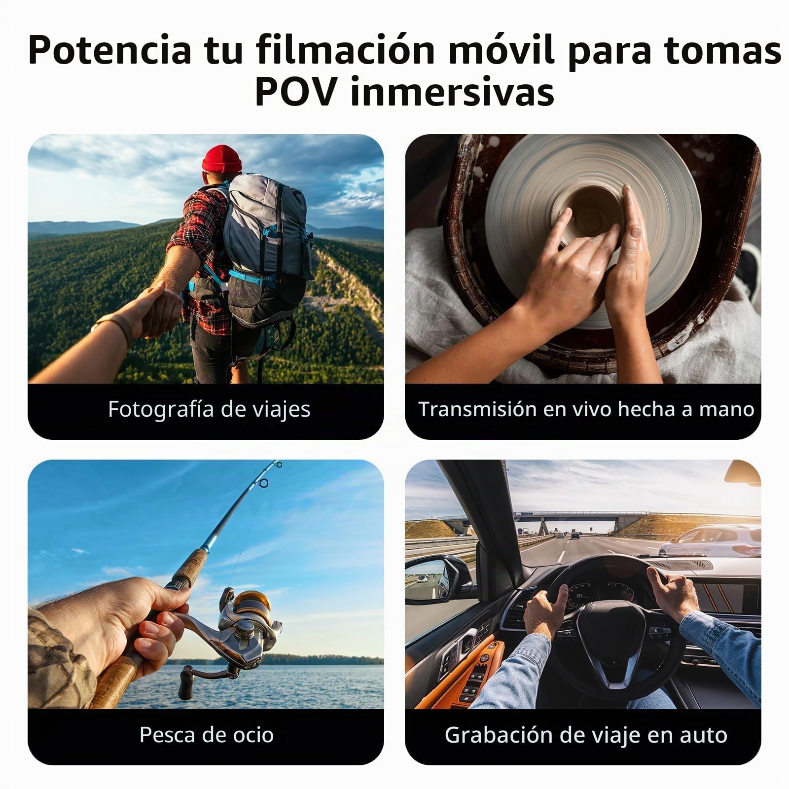 TELESIN POV/Vlog Cunas de Cuello Magnético para Teléfono, Collarín Telefónico Soporte con Manos Libres Soporte de Pecho para Grabación de Vídeo Correa para iPhone 17 16 15 14 13 12 Android (Gris)