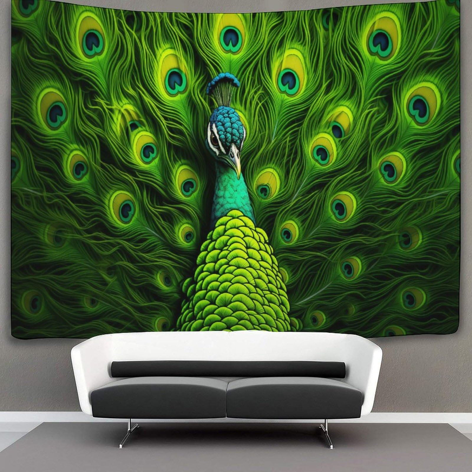 kaiyun Green Peacock Tapestry,Animal Wall Art Aesthetic Home Decoration for Living Room Dorm 100cmx150cm