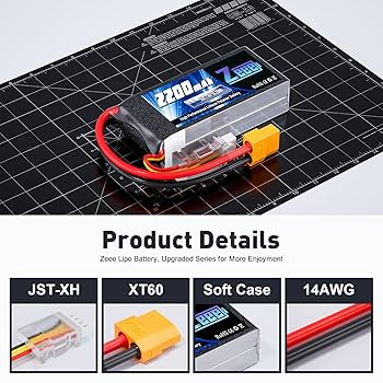 Amazon.com: Zeee 2S 2200mAh Shorty Lipo Battery 7.4V 50C RC