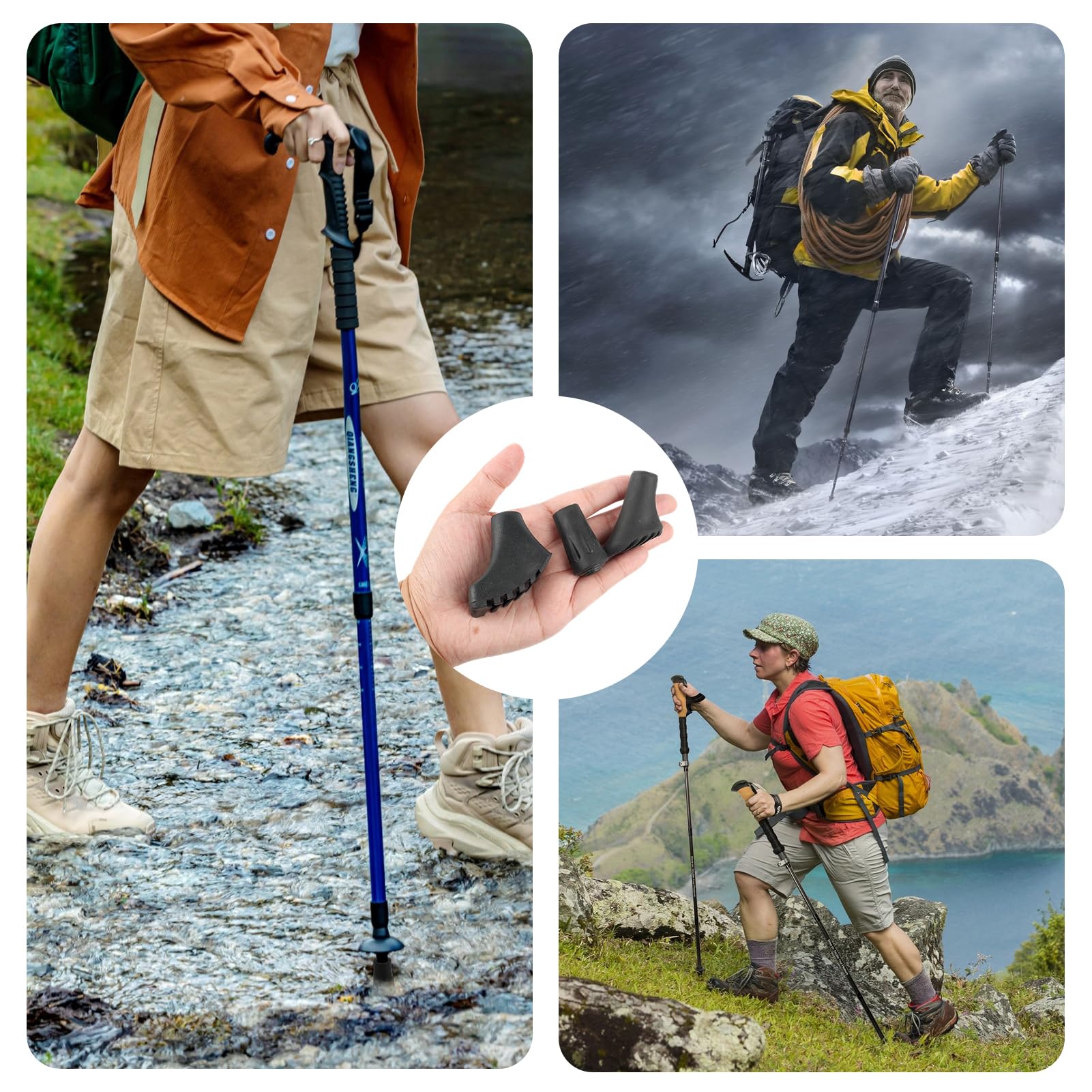 10 sztuk gumowych ochraniaczy do kijków do nordic walking, kijek do chodzenia po Nordic, wymienne końcówki antypoślizgowe, akcesoria dla turystów i kempingów