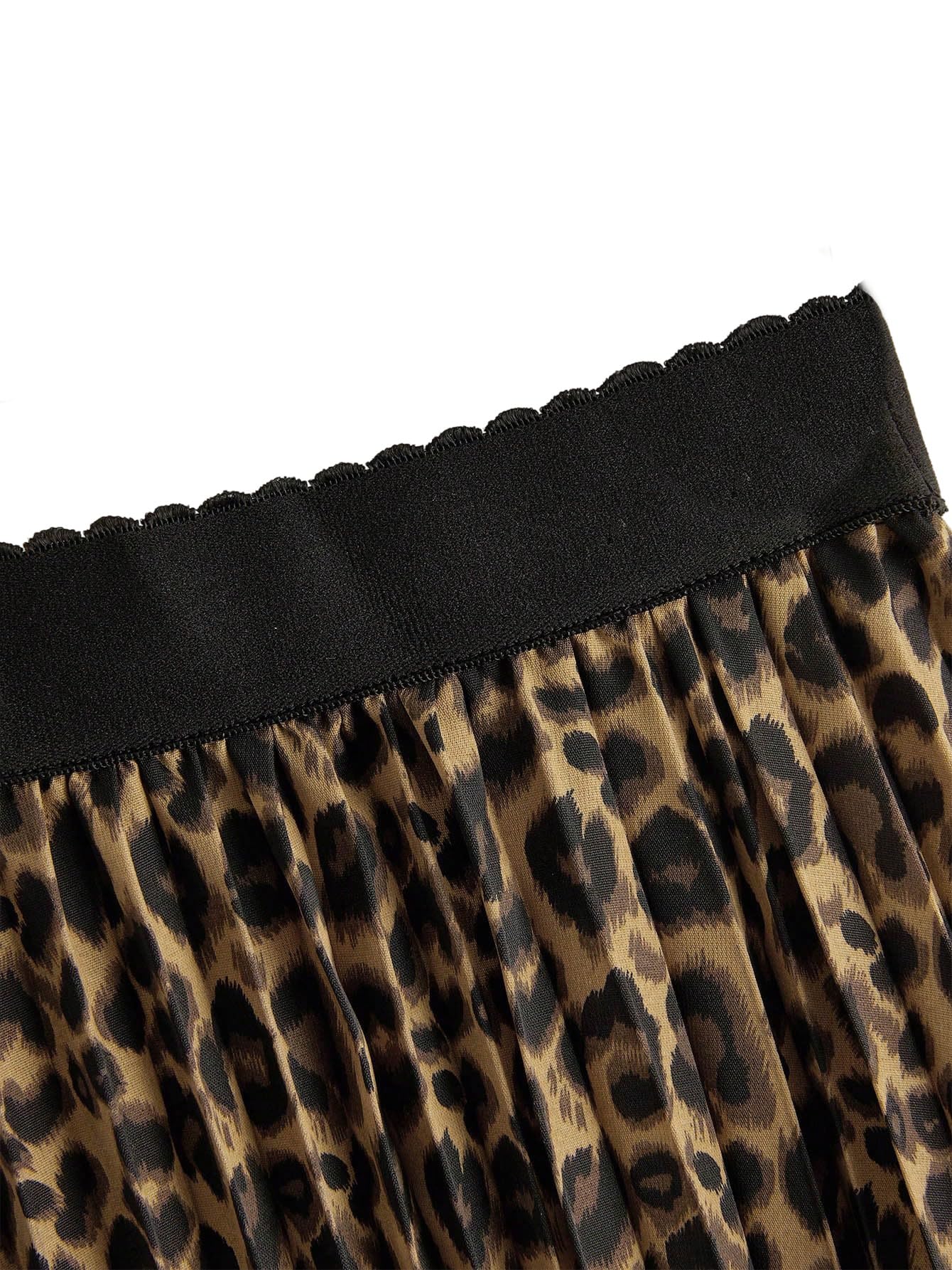 GORGLITTER Jupe longue élégante pour femme - Imprimé léopard - Jupe de loisirs - Jupe plissée - Jupe plissée - Jupe de fête avec taille élastique - Tenue de festival