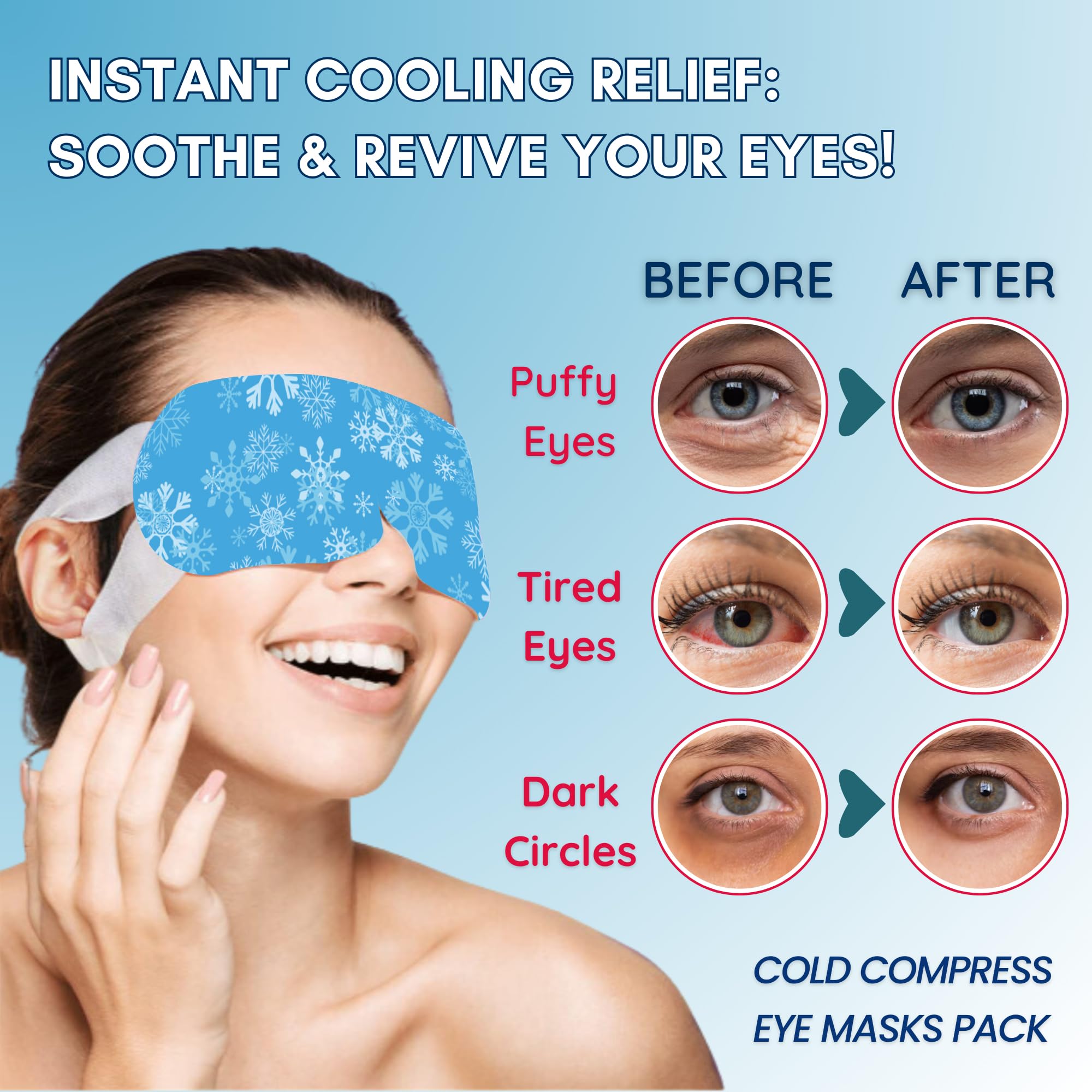 Unwynnd Self Cooling Eye Mask | Cooling Gel Eye Mask for Sleeping & Puffy Eyes | Cold Compress Gel Pads for Tired Eyes, Migraine Relief & Soothing Eye Care | Pack of 5 — Amazon image 2