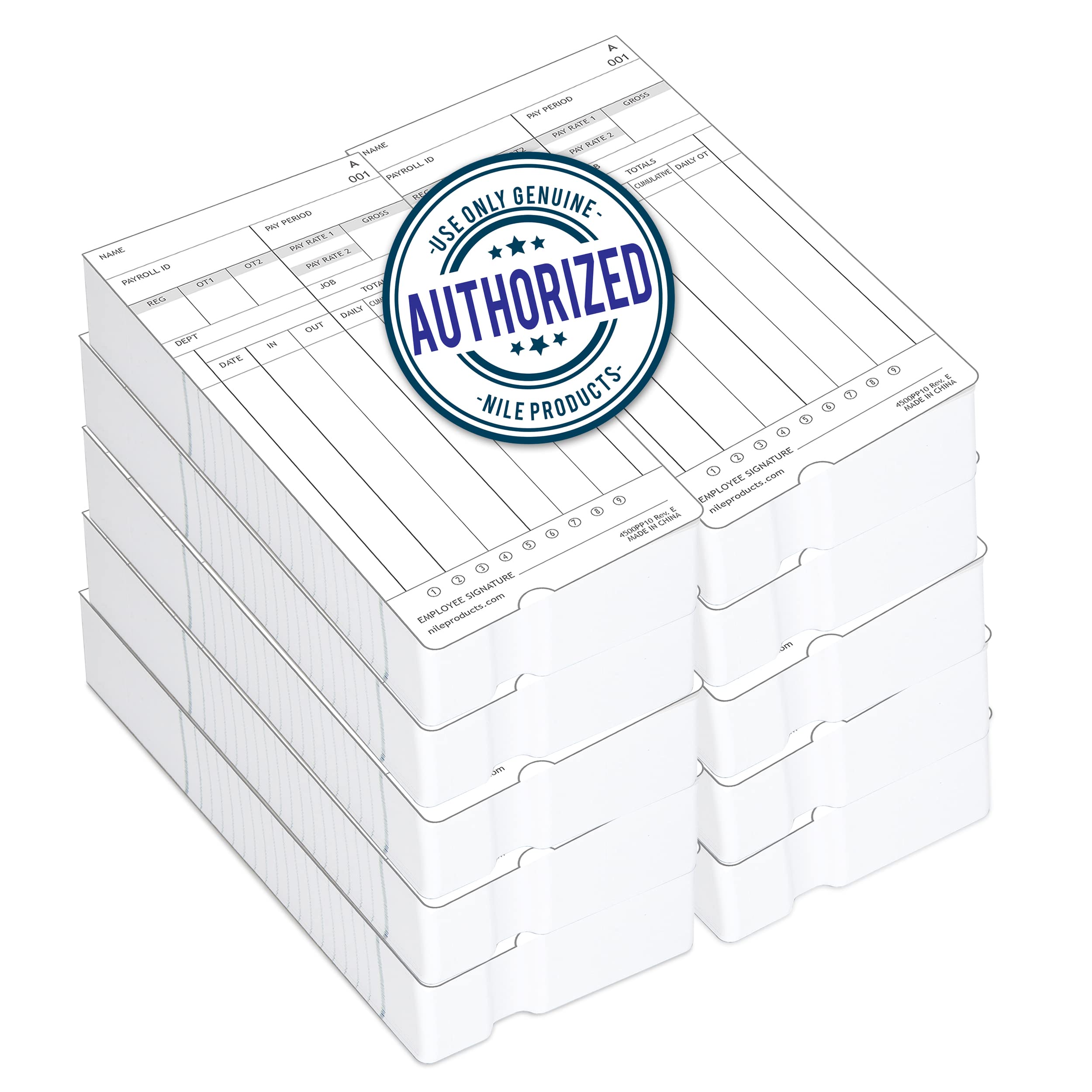 Nile Products - Authentic Time Cards for Nile Products 4500PP Compatible [ 4500PP10MB ] Electronic Calculating Time Clock, Double Sided Time Sheets (