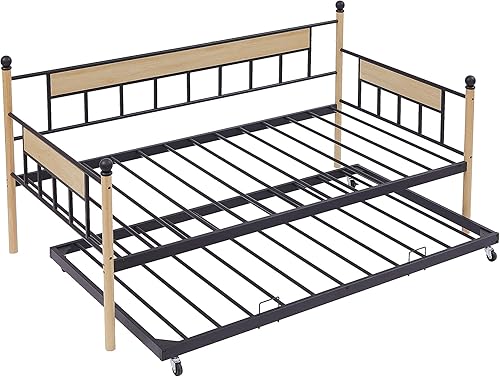 Sofá cama de tamaño individual con nido extraíble, sofá cama con soporte de listones de metal para niños, adolescentes y adultos, sala de estar,