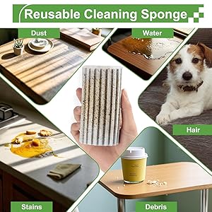 Jeymei 2-Pack Damp Clean Duster Sponge, Sponge Cleaning Brush, Duster for Cleaning Blinds, Glass, Baseboards, Vents, Railings, Mirrors, Window Track Grooves and Faucets