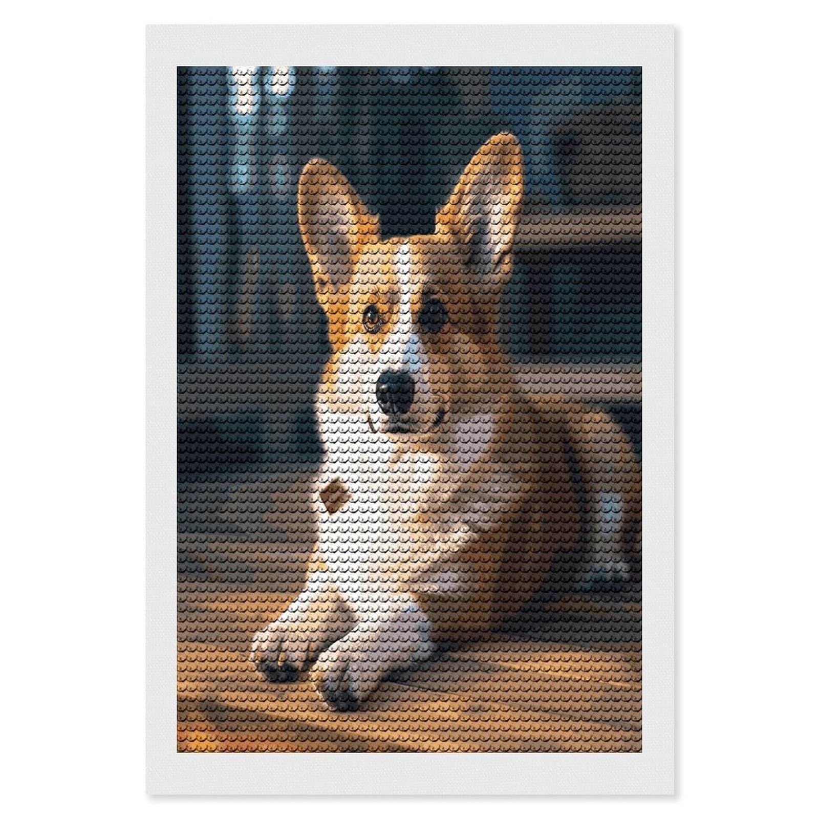 JTREHY Smart Corgi Diamond Art Kits Personalized DIY Round Diamond Painting Kits for Beginner Full Drill Diamonds Dots Paintings for Adults Gem Art Crafts Home Decor