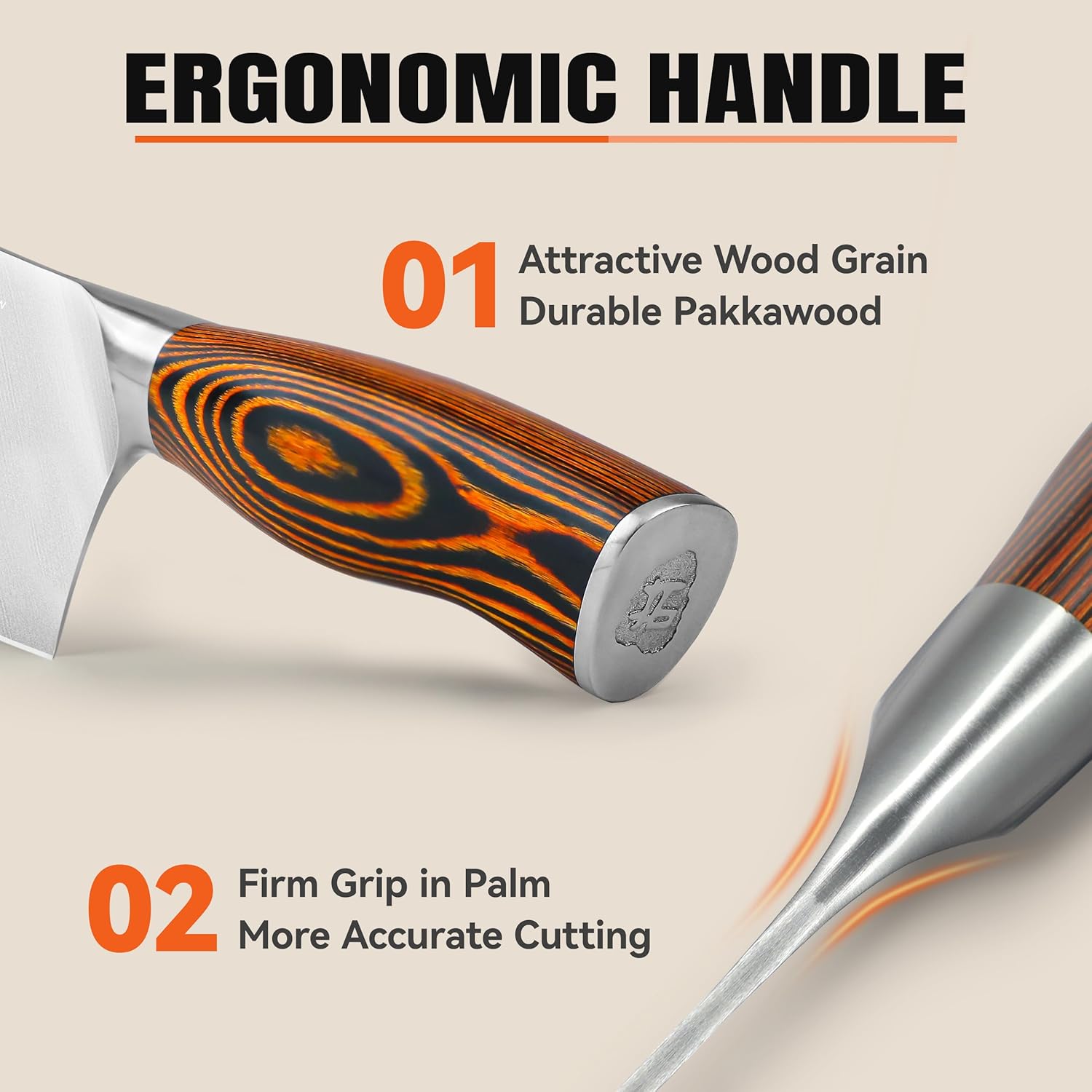 TUO 6 inch Cleaver Knife & 2.5 inch Bird Beak Knife, German Steel