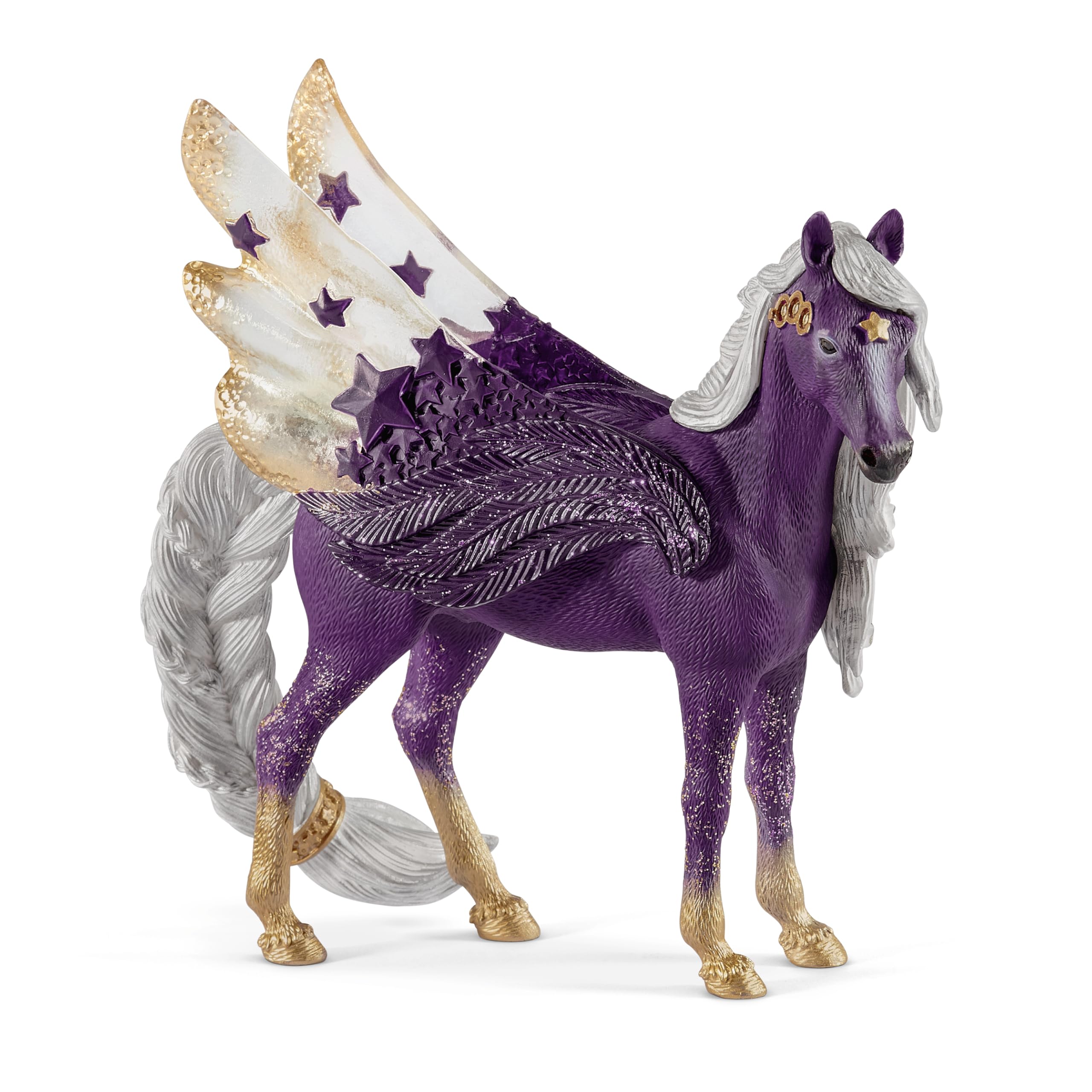 SCHLEICH BAYALA 70579 Fliegendes Einhorn Sternen Pegasus Spielset - Lila Goldenes Einhorn mit Flügel - Fantasy Einhorn Spielzeug - Figuren Set für Kinder ab 5 Jahren