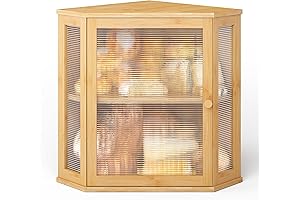 BMOSU Corner Bread Box for Countertop: Extra Large Capacity, Double Layer Bread Storage Bin