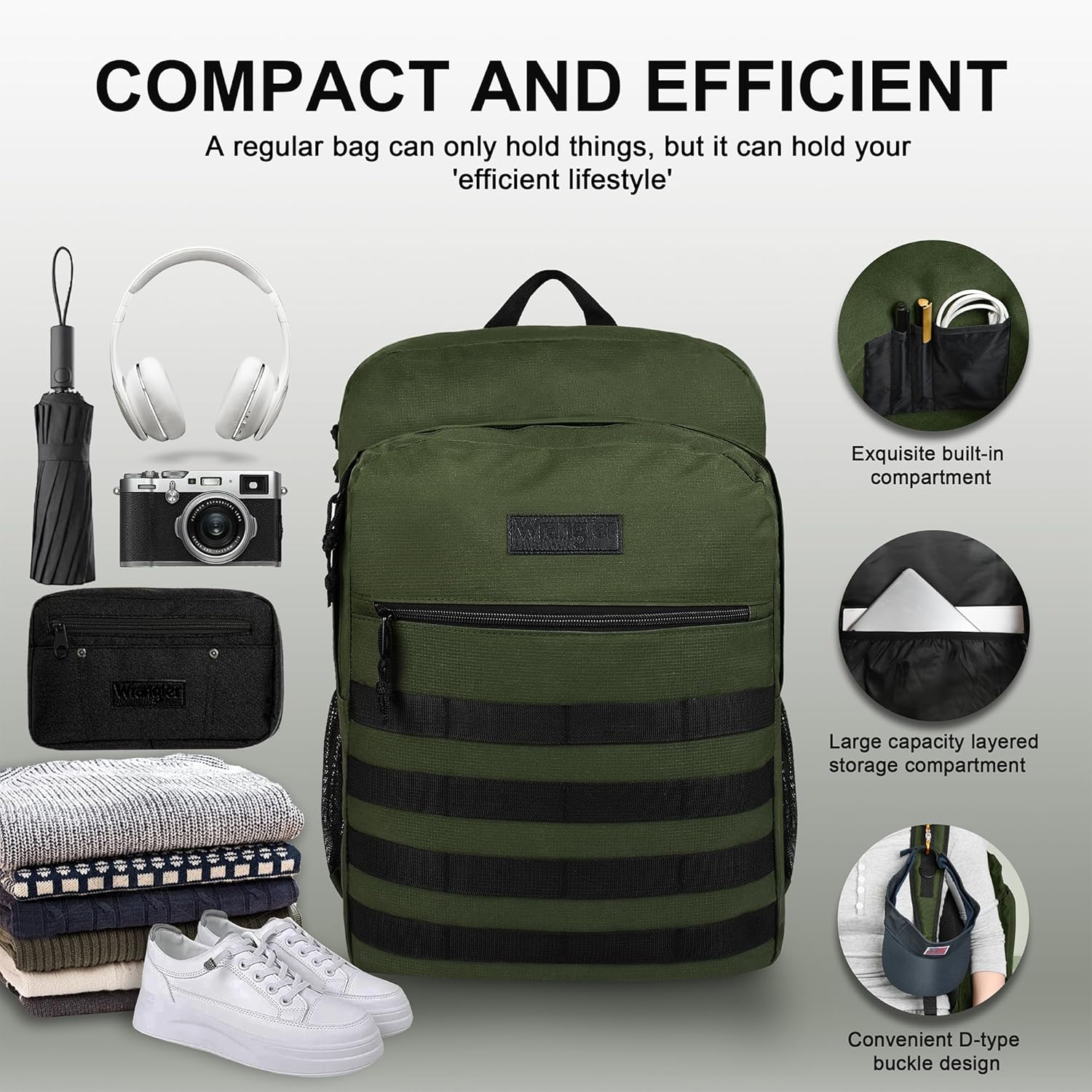 Wrangler Tradesman Backpack, Water Resistant Casual Daypack for Travel Work School, Unisex Laptop Backpack with Notebook Sleeve - Image 3