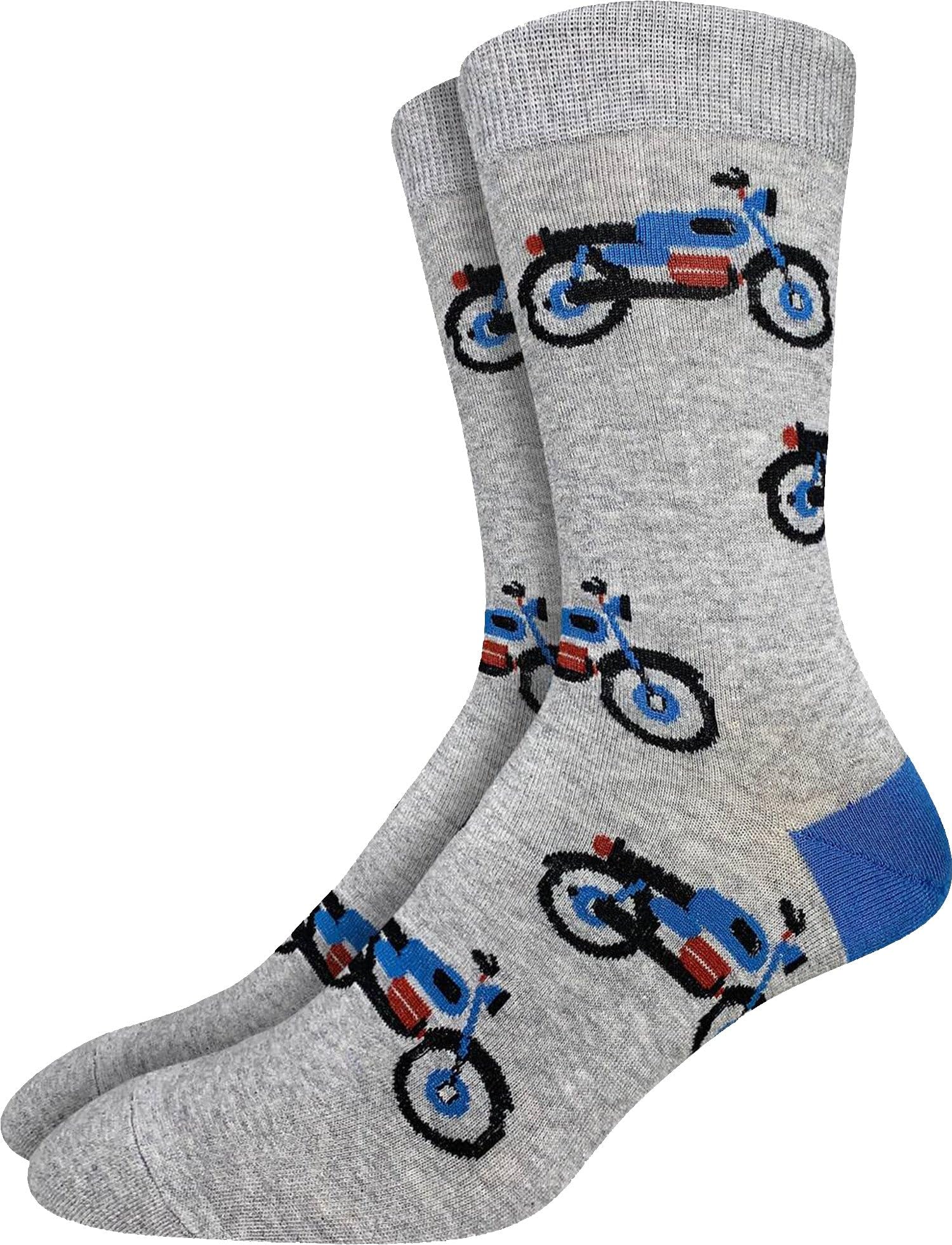 Men's Motorcycle Crew Socks,Large (Shoe size 7-12),Grey