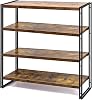 Bookshelf,4-Tier Industrial Bookcase,Rustic Wood and Metal Open Display Book Shelves Home Office,Bedroom Standing Shelf Unit,Horizontal Kitchen Shelf Organizer,Bathroom Storage Rack Mid Century 47in