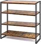 HCHQHS 3-Tier Rustic Wood and Metal Industrial Bookshelf for Home Office, Bedroom, Kitchen, Bathroom (Rustic Brown, 3-Tier(47''W x 33.5''H))