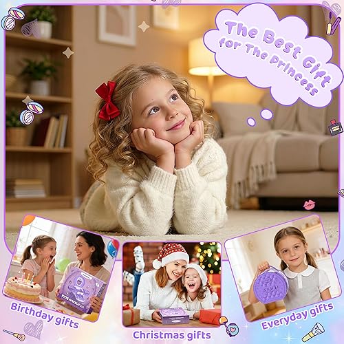 Vista 7 de PERRYHOME Juego de maquillaje para niñas de 5 a 8 años, juego de cosméticos reales lavables con espejo, kit de maquillaje no tóxico para niñas, kit