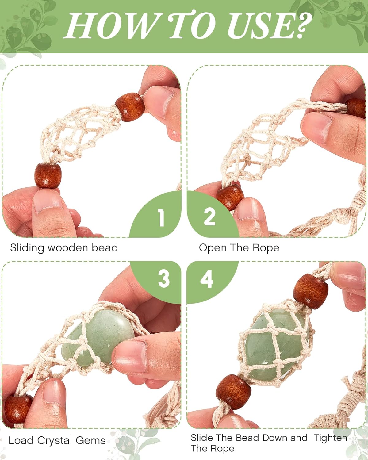 Taiyin 18pcs Charms Empty Crystal Bracelet Holder, Adjustable Netted Cord for DIY Making, 3 Colors (Black, White, Brown) - Image 4