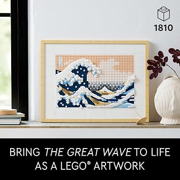 LEGO Art Hokusai The Great Wave Framed Japanese Wall Art Building Set - Unique Wall Decor for Home, Room, or Office - Fun Activity for Adults, Ages 18+ Gift for Men and Women - 31208