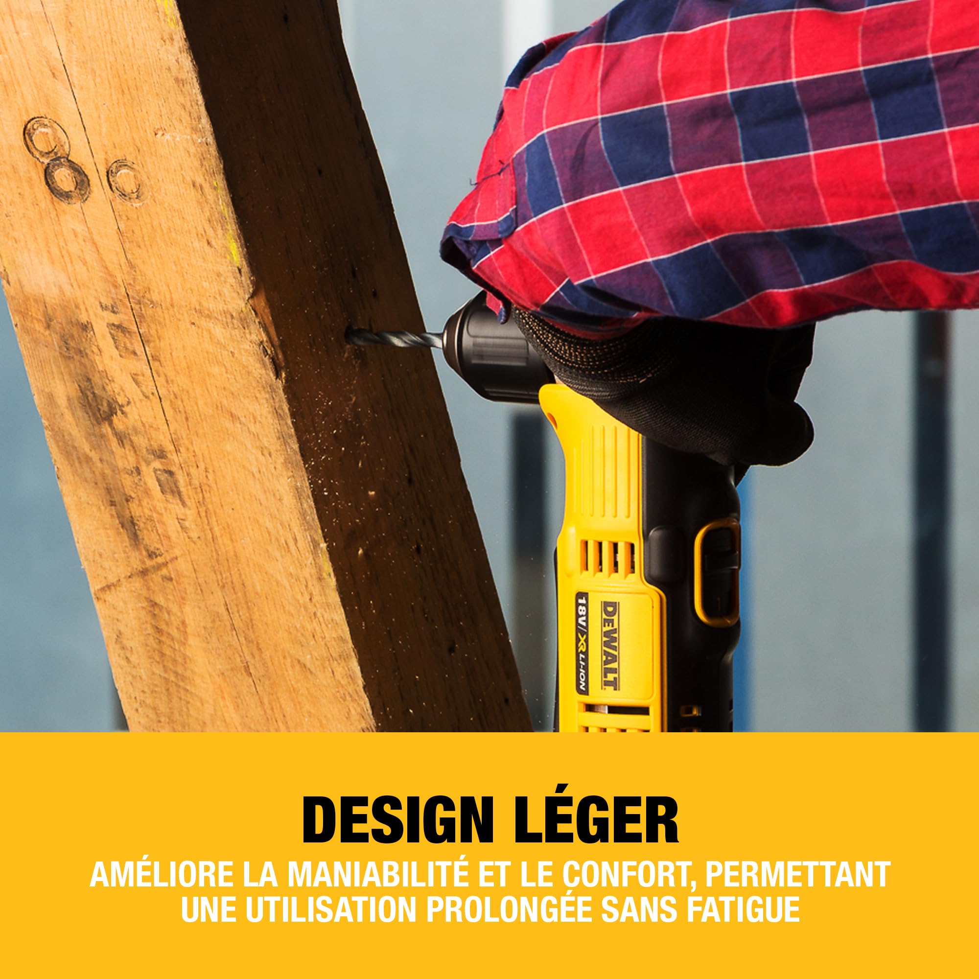 DEWALT - Perceuse d'angle XR 18V avec porte-embout, crochet de ceinture, sans batterie, DCD740N-XJ