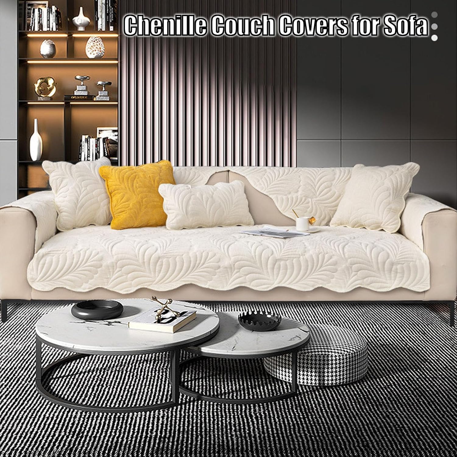 Pet-Friendly Chenille Sofa Cover - Non-Slip Leaf Design Slipcover for Loveseat, Sectional, L-Shaped & Chaise Lounge - Durable, Stylish Protection for Your Furniture Orange 90 * 180cm/35.4 * 70.8in