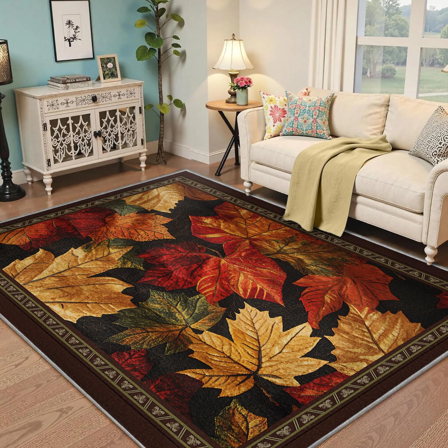 Tapis antidérapant et lavable à poil bas 160x230cm pour un entretien facile au salon