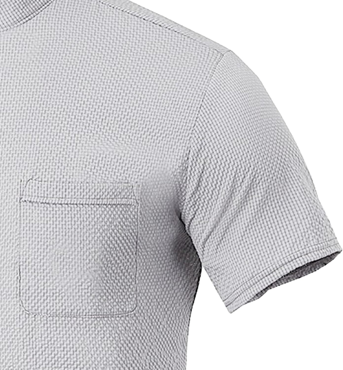 Mens Casual Short Sleeve Henley Shirts Cotton Band Collar T-Shirts Summer Lightweight Beach Tee Tops for Men