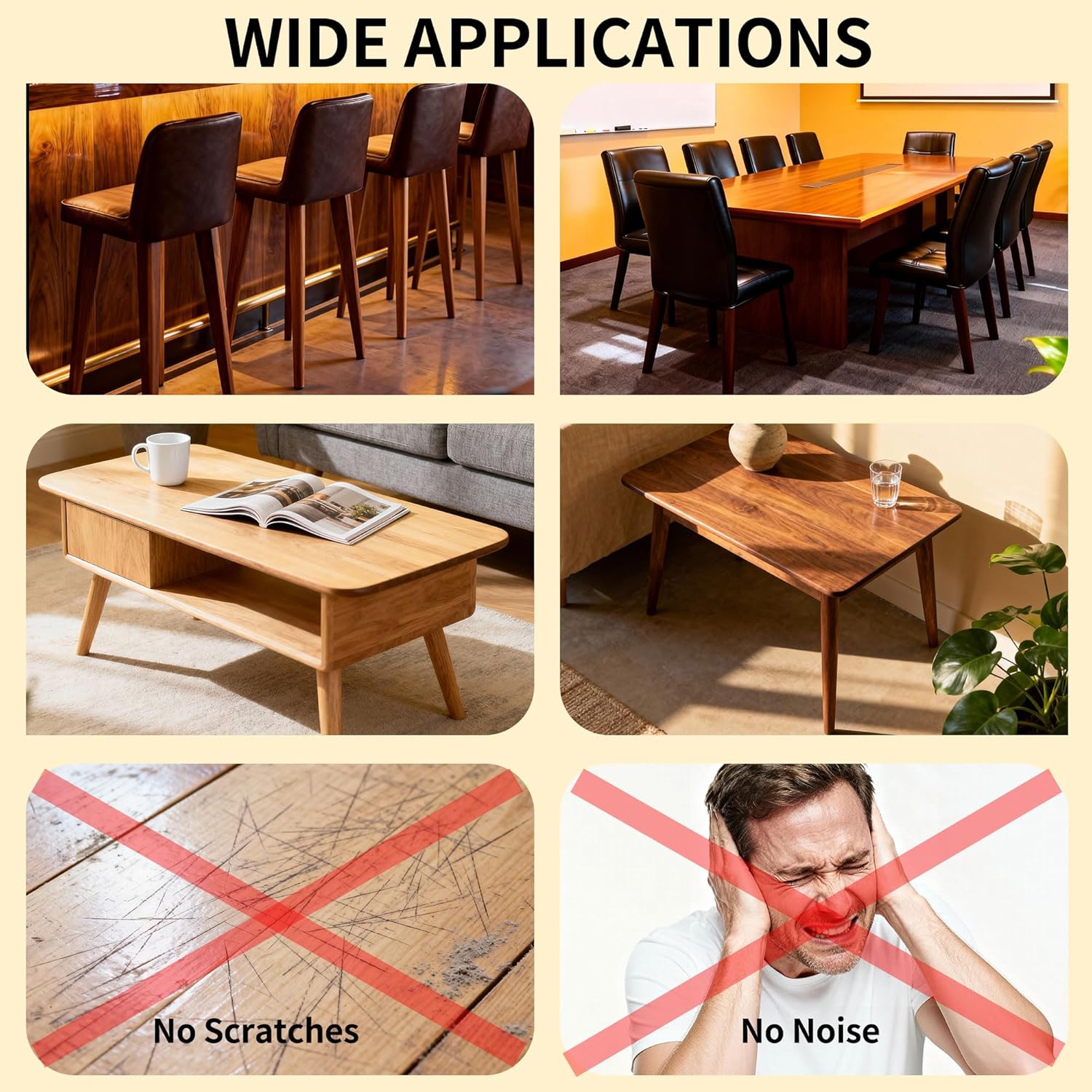 Noise Reduction Chair Socks, Felt Bottom Glides for Quiet Floor Protection