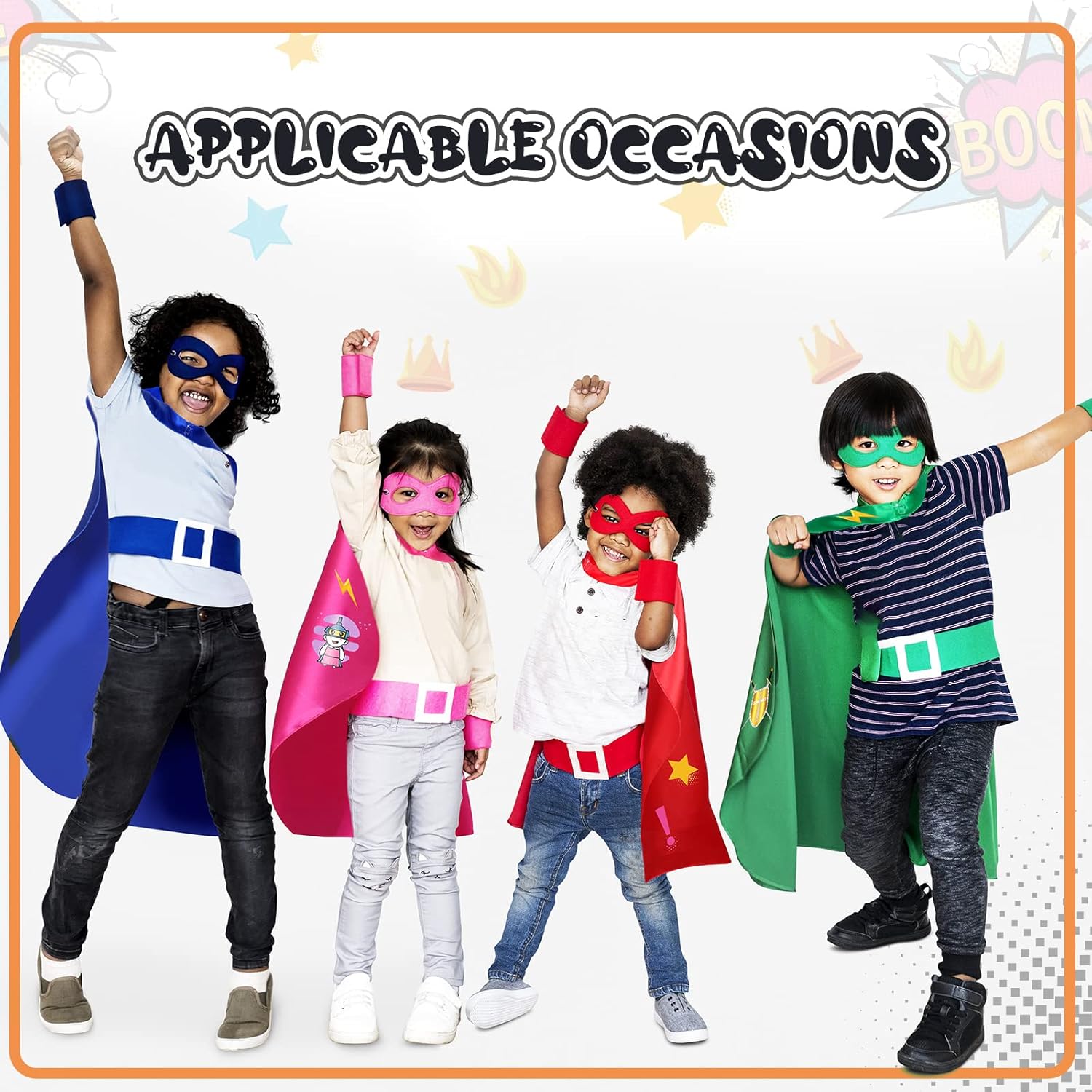 EBOOT 36 Sets Hero Capes and Masks for Kids with Stickers DIY Dress up Capes and Masks Set Hero Party Costumes Halloween Cosplay Dress up Gift for Boys Girls