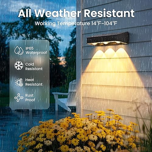 Miniatura 8 de Luces solares para valla, luces solares de pared de 1200 mAh para exteriores, impermeables, IP65, LED para patio trasero, patio, porche delantero,