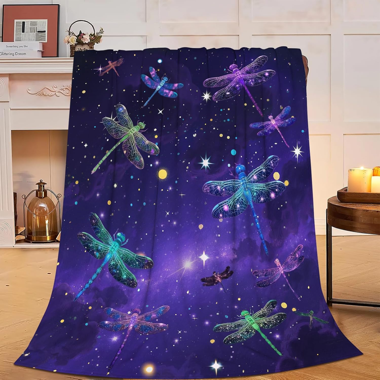 Dragonfly Throw Blanket - Soft Plush Fleece Bedding Blankets- Cozy Dragonfly Stuff Gifts for Women Girls Kids Adults 40"X50"