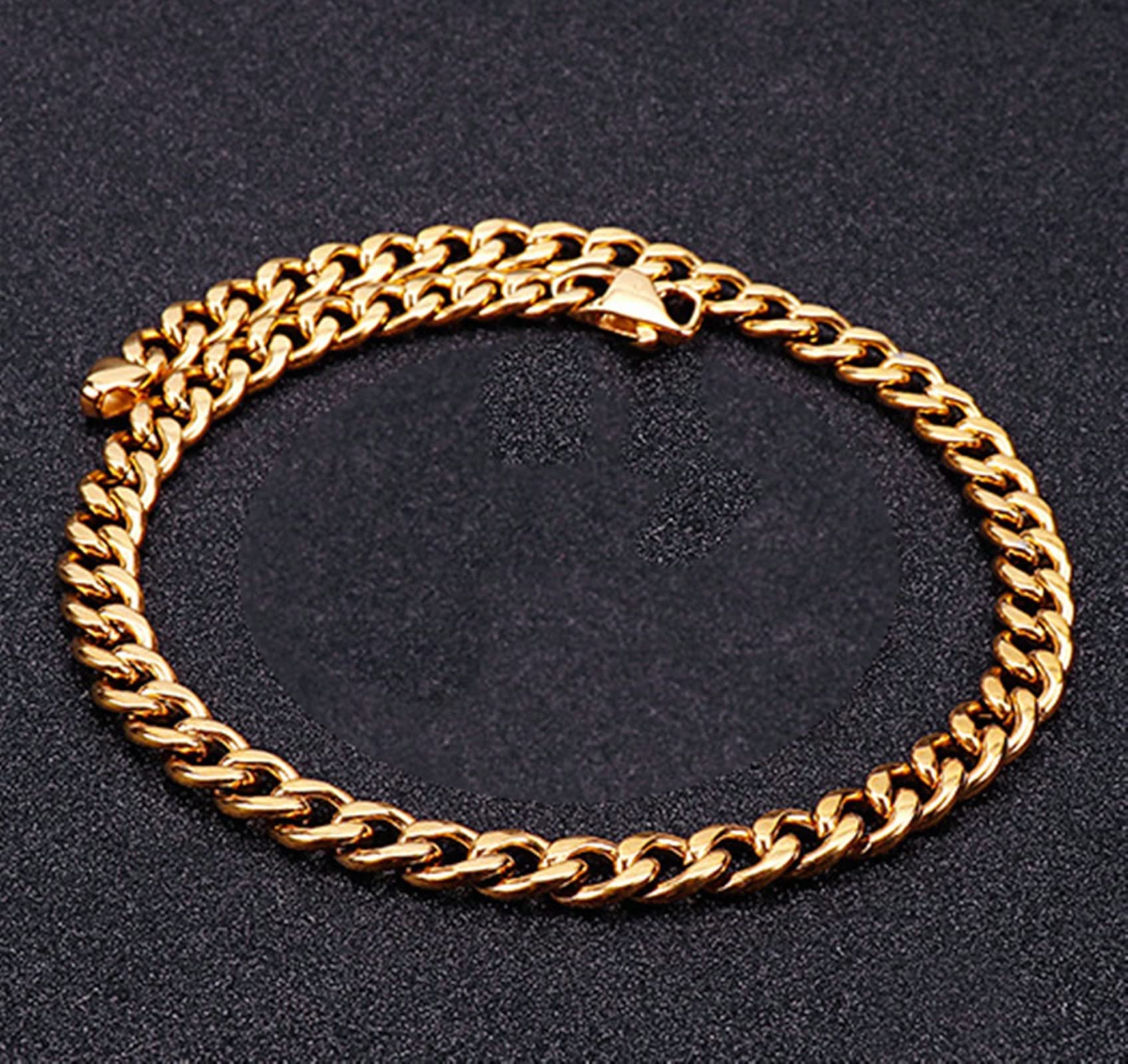 18-26 Zoll Bordkettenkette Halskette für Männer 10 mm, Edelstahl Gold/Silber/Schwarz-Bordsteinkette Halskette