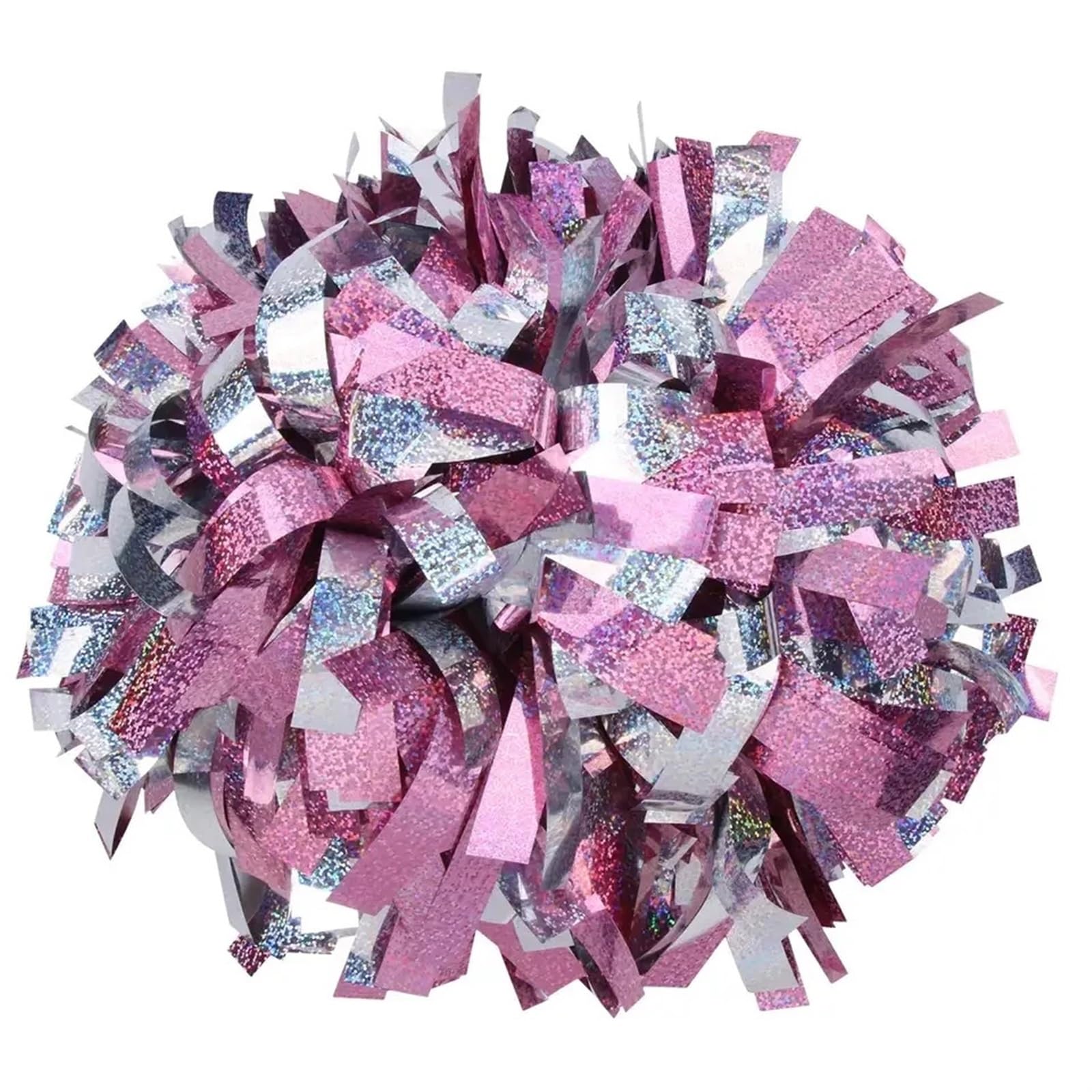 Pompons de Pom-Pom Girl Lot de 2 Pompons de Pom-Pom Girl avec Manche de bâton et Gros Pompons de Danse à la Main pour Les Danses(Pink Silver 02)