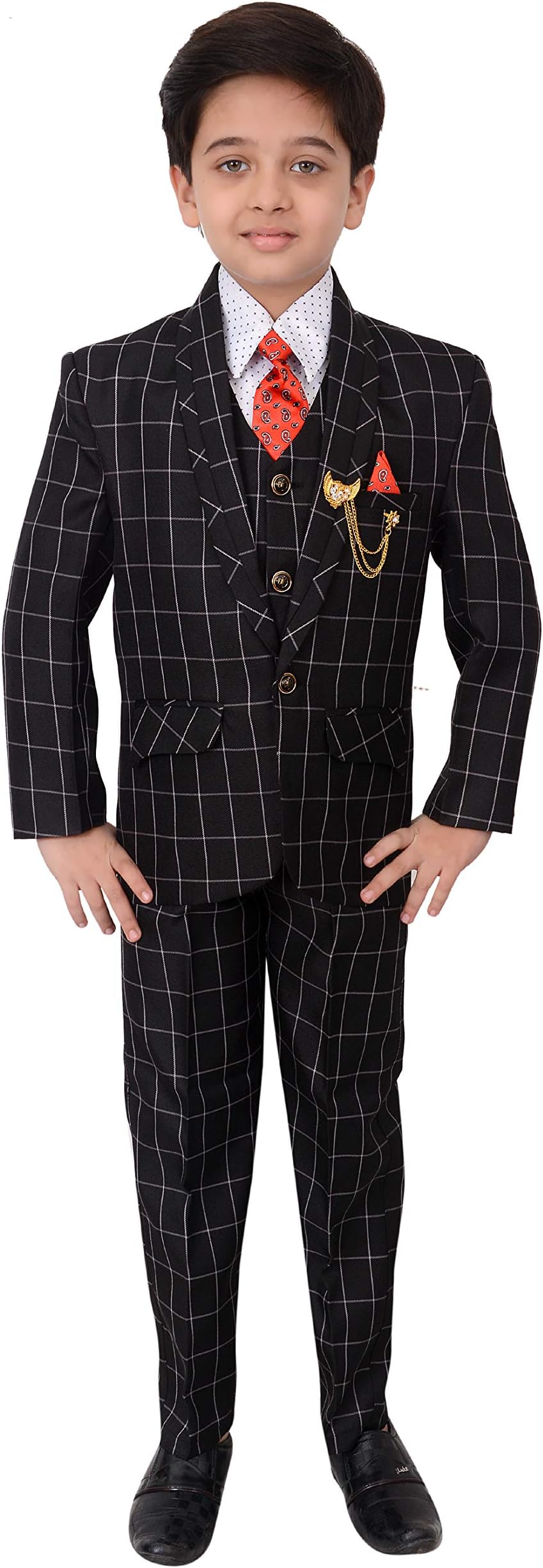 Arshia Fashions Boy's Synthetic Suit (BY00218BK_Black_8-9 Years)