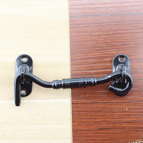 Miniatura 7 de Paquete de 2 pestillos de gancho y ojal, pestillo de puerta de granero, cerradura de acero inoxidable resistente para puertas corredizas de granero,