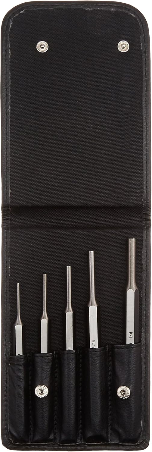 Mayhew Pro 15006 150-Line Pin Punch Set with Leather Pouch, 5-Piece