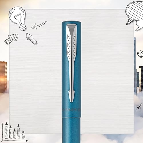 Miniatura 5 de Parker Pluma estilográfica de vector verde azulado con tinta azul en caja de regalo