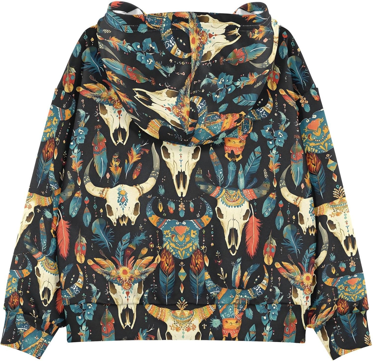 Cow Skull Skeleton Boho Toddler Girls Pullover Hoodie Sweatshirt 4-14Y 202c0077