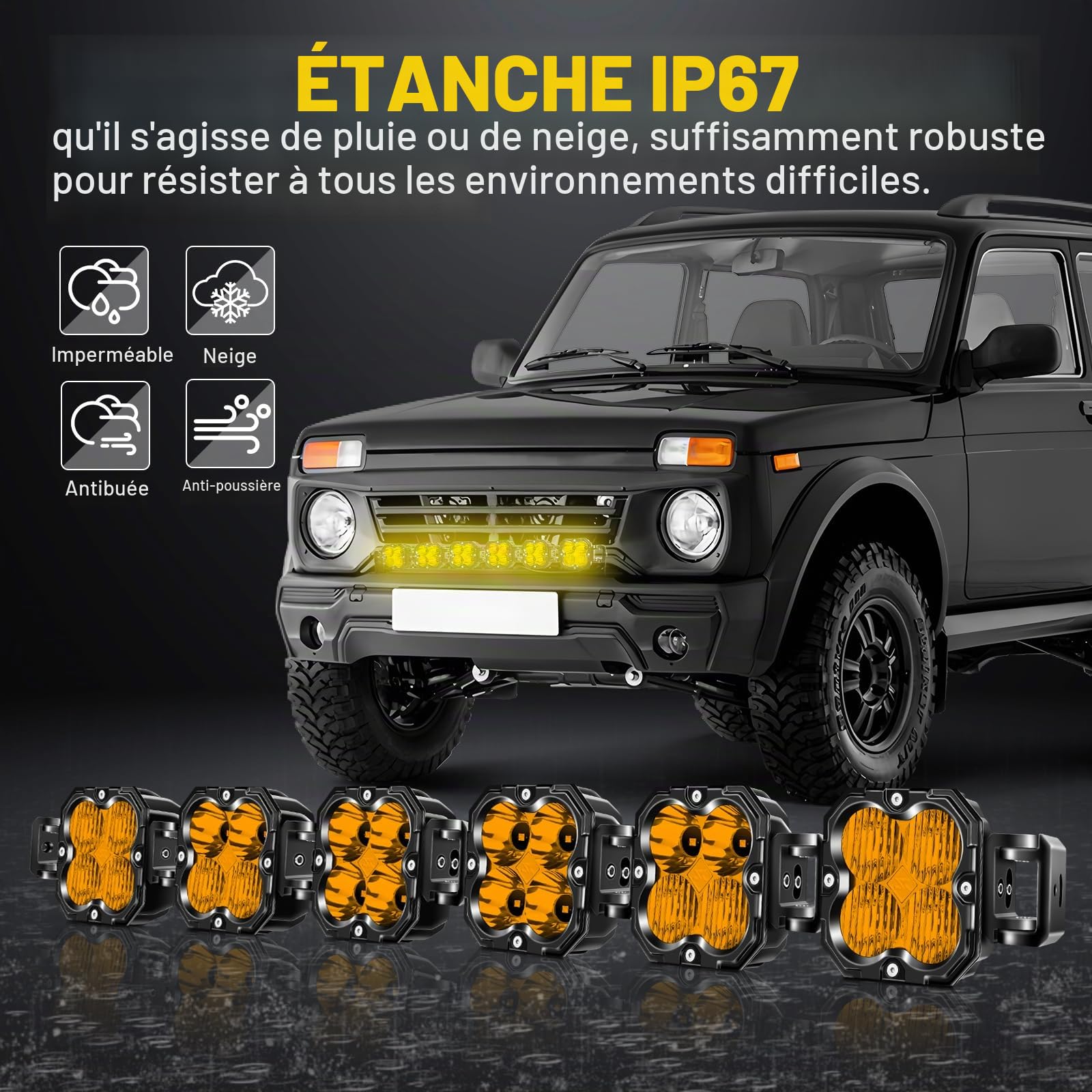 RIGIDON Barre de LED 4x4, 12V DT Faisceau kit, 40 Pouces 102cm 180W 15000lm | longue portée, étanche, 3000K ambré, barre lumineuse led, phare de travail, pour offroad Véhicules Voiture camions ATV UTE