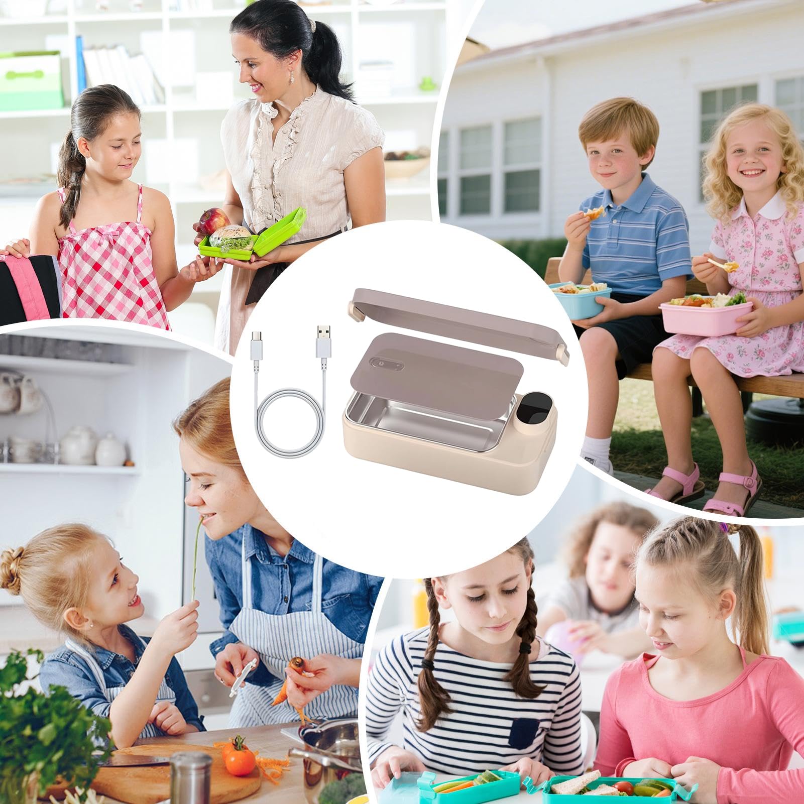 Scatola Pranzo Elettrica per Uso Adulti Scaldavivande Portatile | Termoscatola Elettrica con Contenitore in Acciaio Inossidabile Per Ufficio Viaggio Scuola e Famiglia