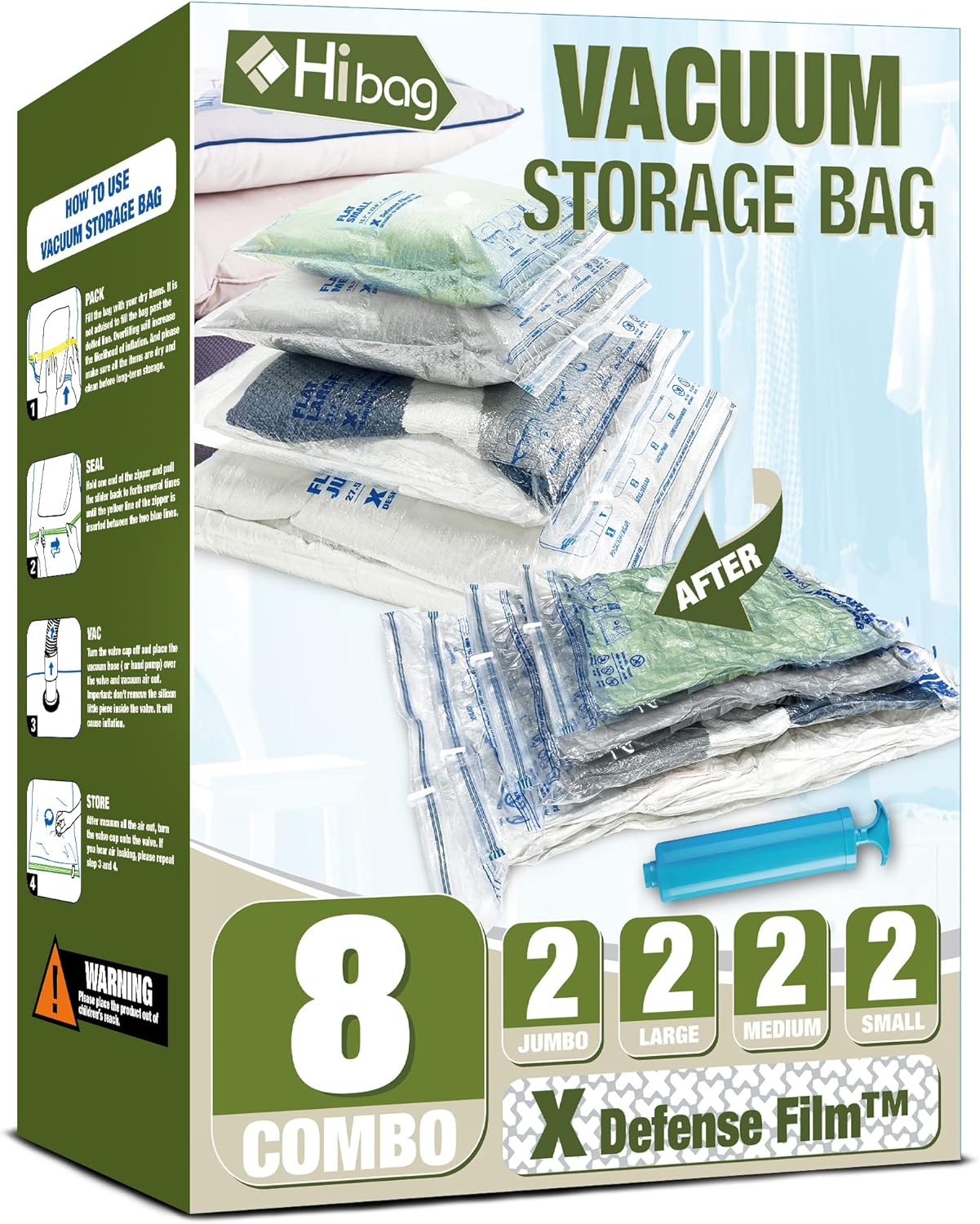 Vacuum Storage Bags, Space Saver Vacuum Seal Storage Bags 8Pack Sealer Bags for