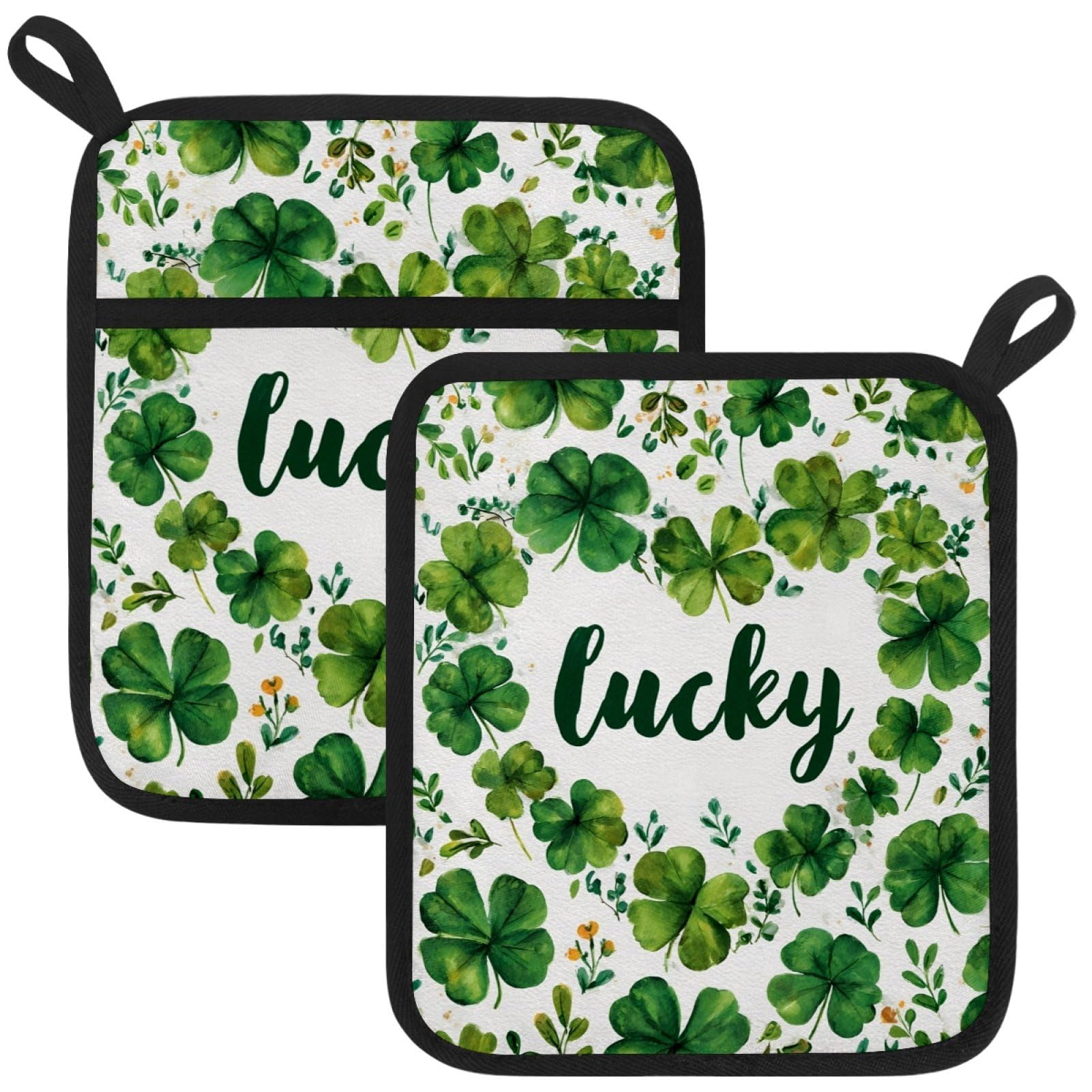 VAPOKF Lucky Kitchen Hot Pot Holder, Pot Holders Heat Resistant Pot Holder with Pocket Heat Resistant Trivets for Hot Pans Cotton Pot Mitts for Kitchen Cooking Baking